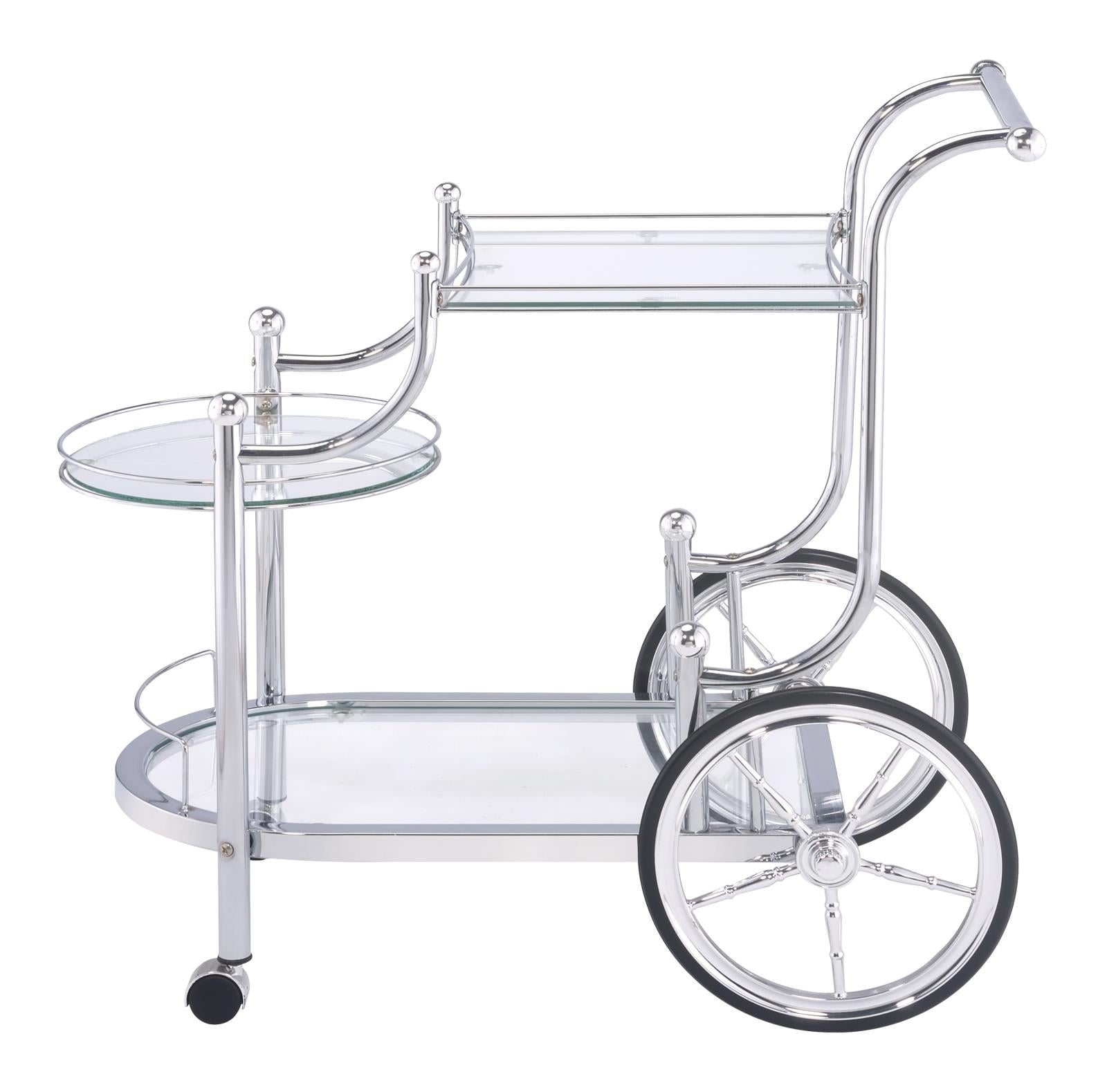 Sarandon Chrome/Clear 3-Tier Serving Cart - 910076 - Luna Furniture - Dallas Store