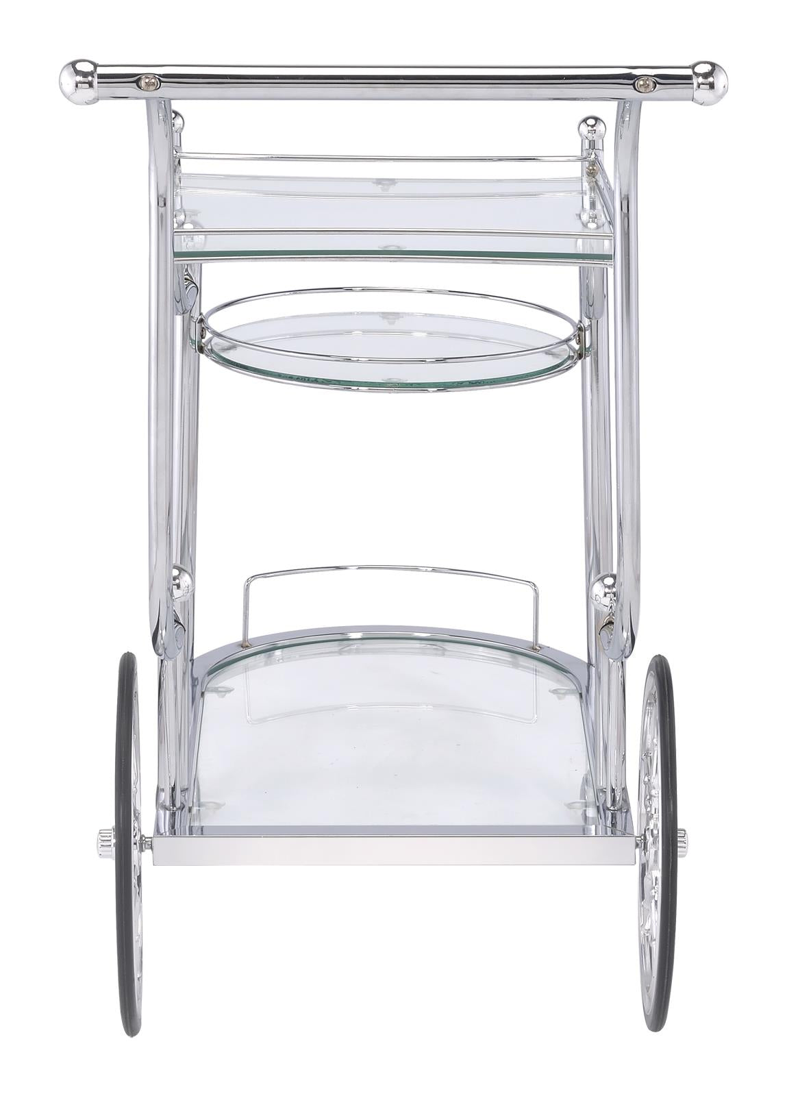Sarandon Chrome/Clear 3-Tier Serving Cart - 910076 - Luna Furniture - Dallas Store