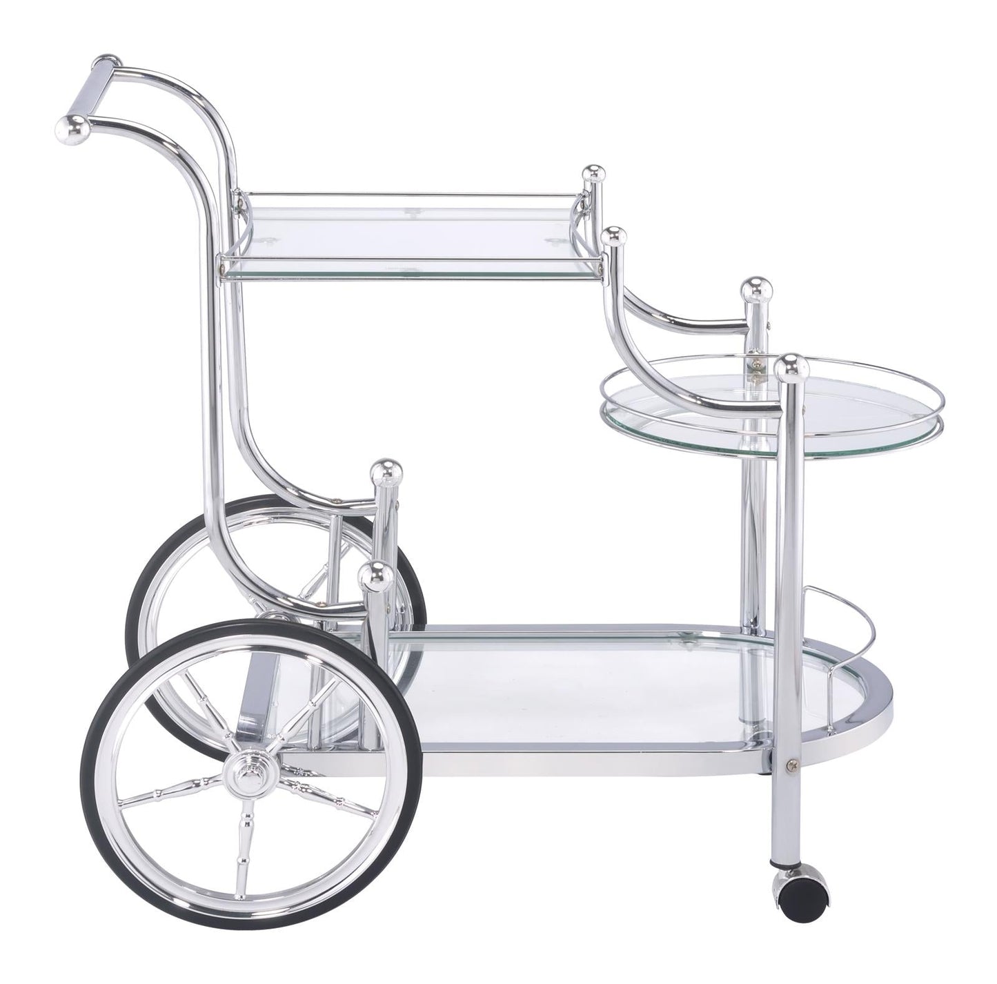 Sarandon Chrome/Clear 3-Tier Serving Cart - 910076 - Luna Furniture - Dallas Store