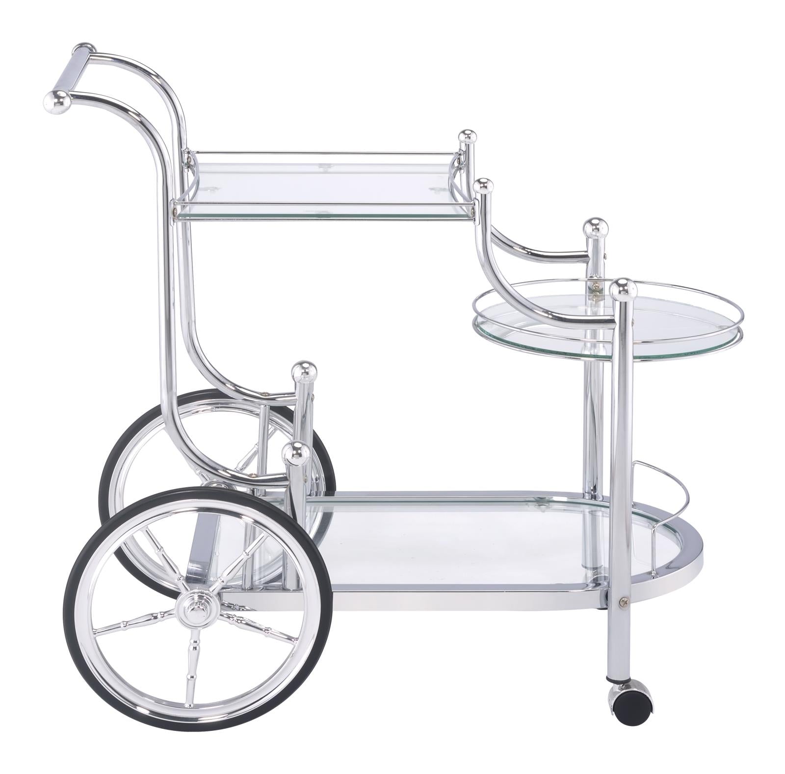 Sarandon Chrome/Clear 3-Tier Serving Cart - 910076 - Luna Furniture - Dallas Store