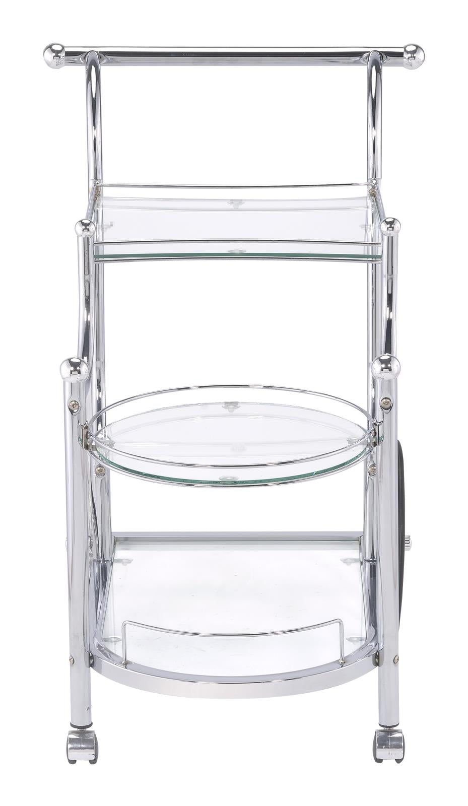 Sarandon Chrome/Clear 3-Tier Serving Cart - 910076 - Luna Furniture - Dallas Store