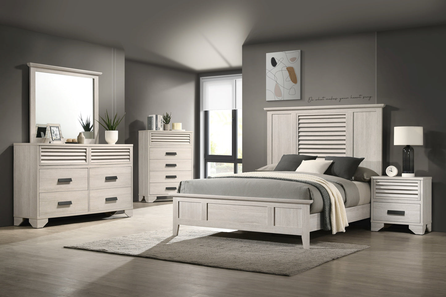 Sarter White Queen Panel Bed - SET | B4740-Q-HBFB | B4740-KQ-RAIL | - Luna Furniture - Dallas Store