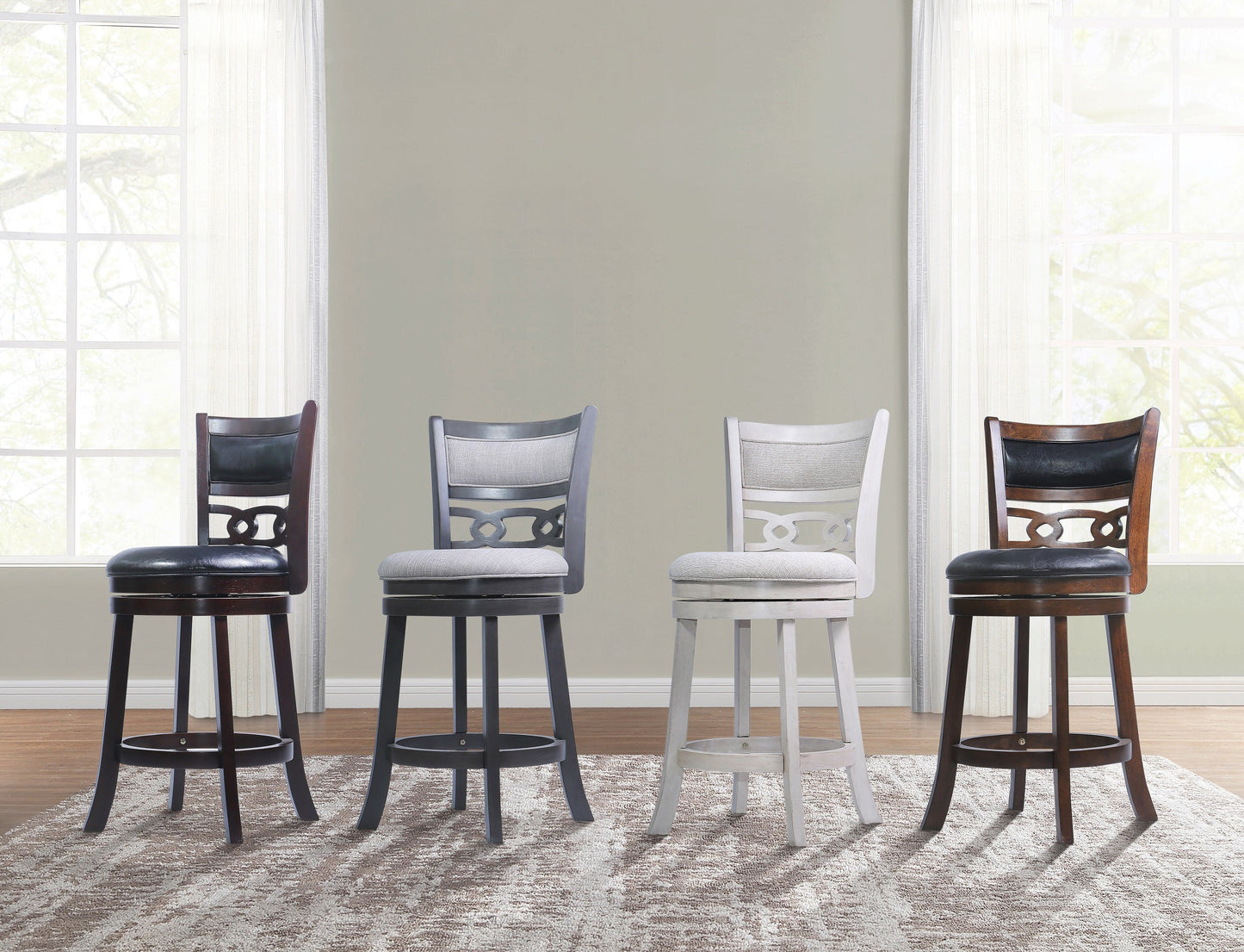 Savor White Swivel Counter Chair, Set of 2 - SH1155WHT-24 - Luna Furniture - Dallas Store
