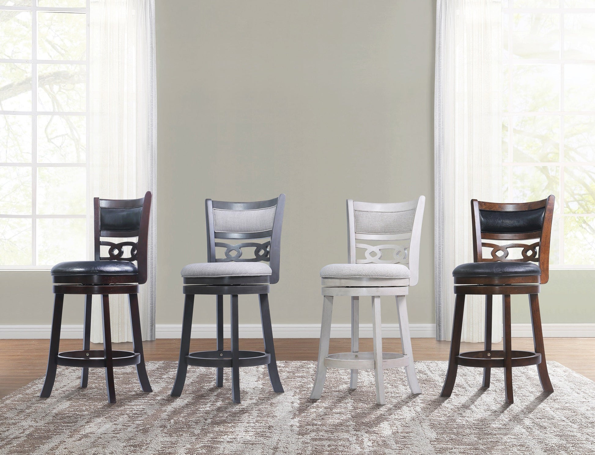 Savor White Swivel Counter Chair, Set of 2 - SH1155WHT-24 - Luna Furniture - Dallas Store