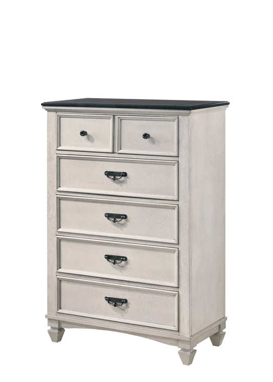 Sawyer Antique White/Brown Chest - B9100-4 - Luna Furniture - Dallas Store