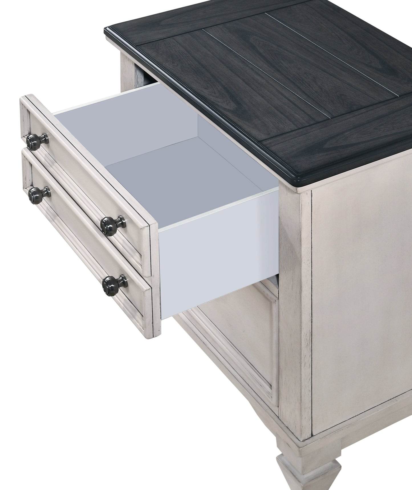 Sawyer Antique White/Brown Nightstand - B9100-2N - Luna Furniture - Dallas Store