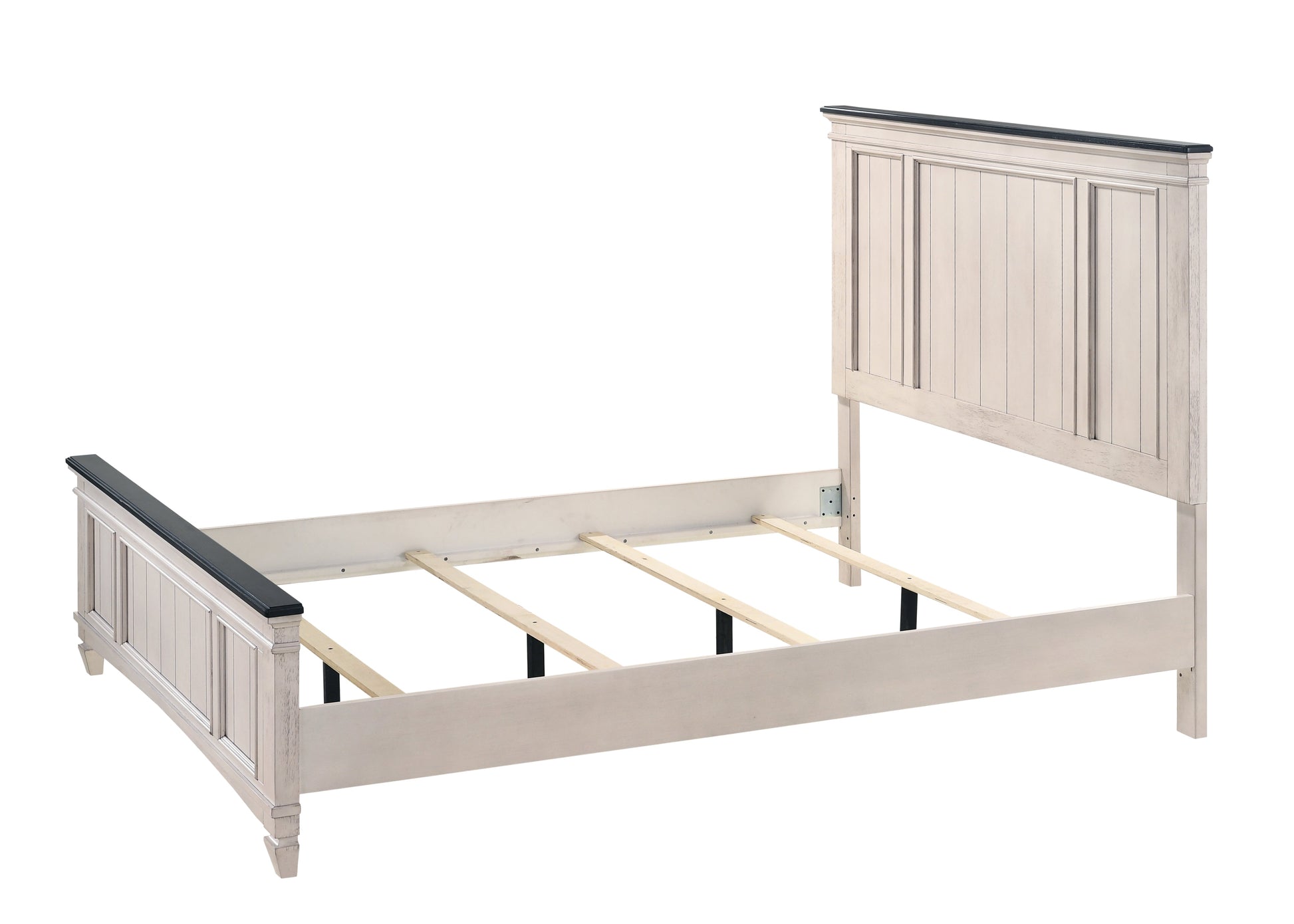 Sawyer Antique White/Brown Panel Bedroom Set - SET | B9100-K-HBFB | B9100-KQ-RAIL | B9100-1 | B9100-11 - Luna Furniture - Dallas Store
