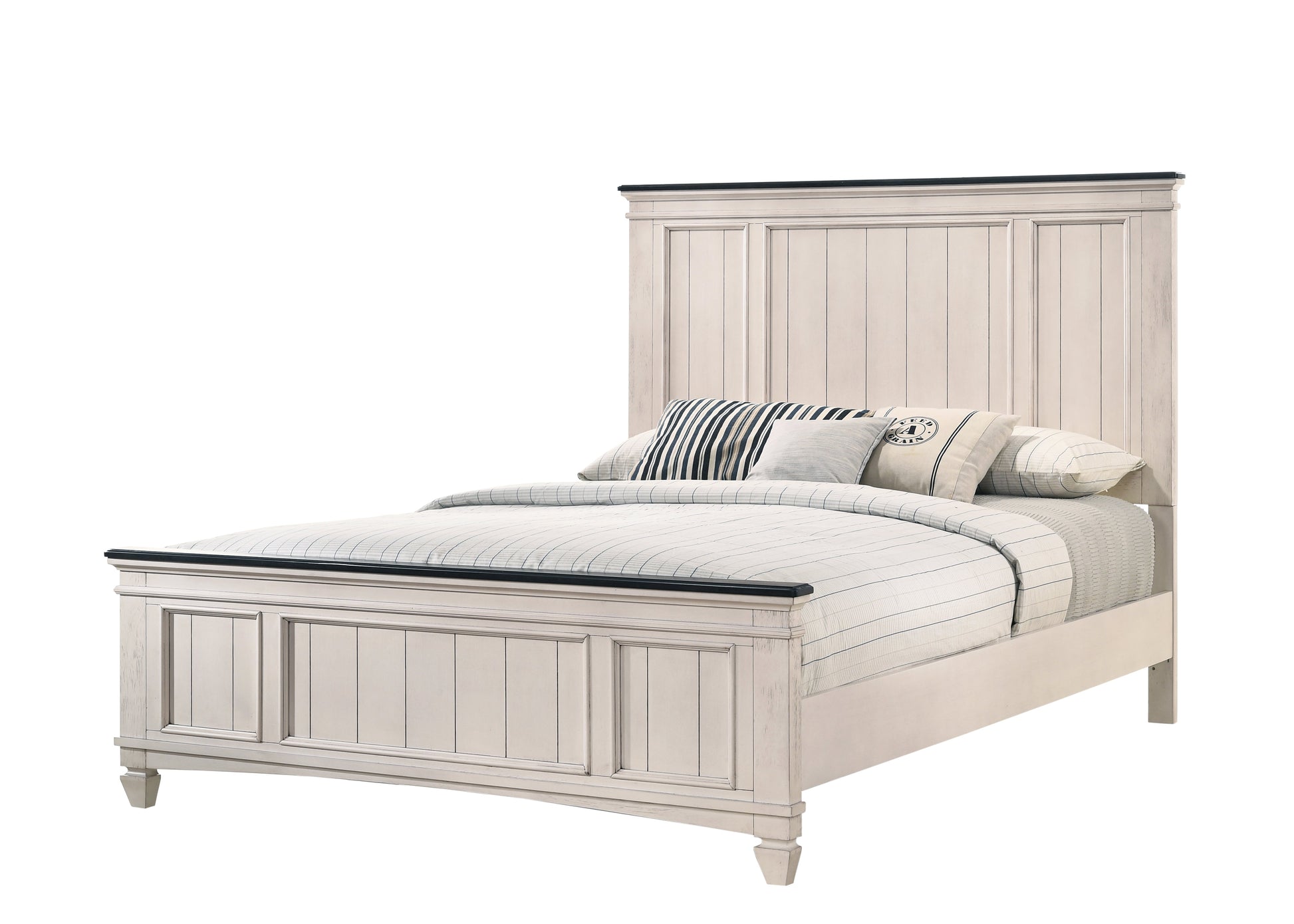 Sawyer Antique White/Brown Panel Bedroom Set - SET | B9100-K-HBFB | B9100-KQ-RAIL | B9100-1 | B9100-11 - Luna Furniture - Dallas Store
