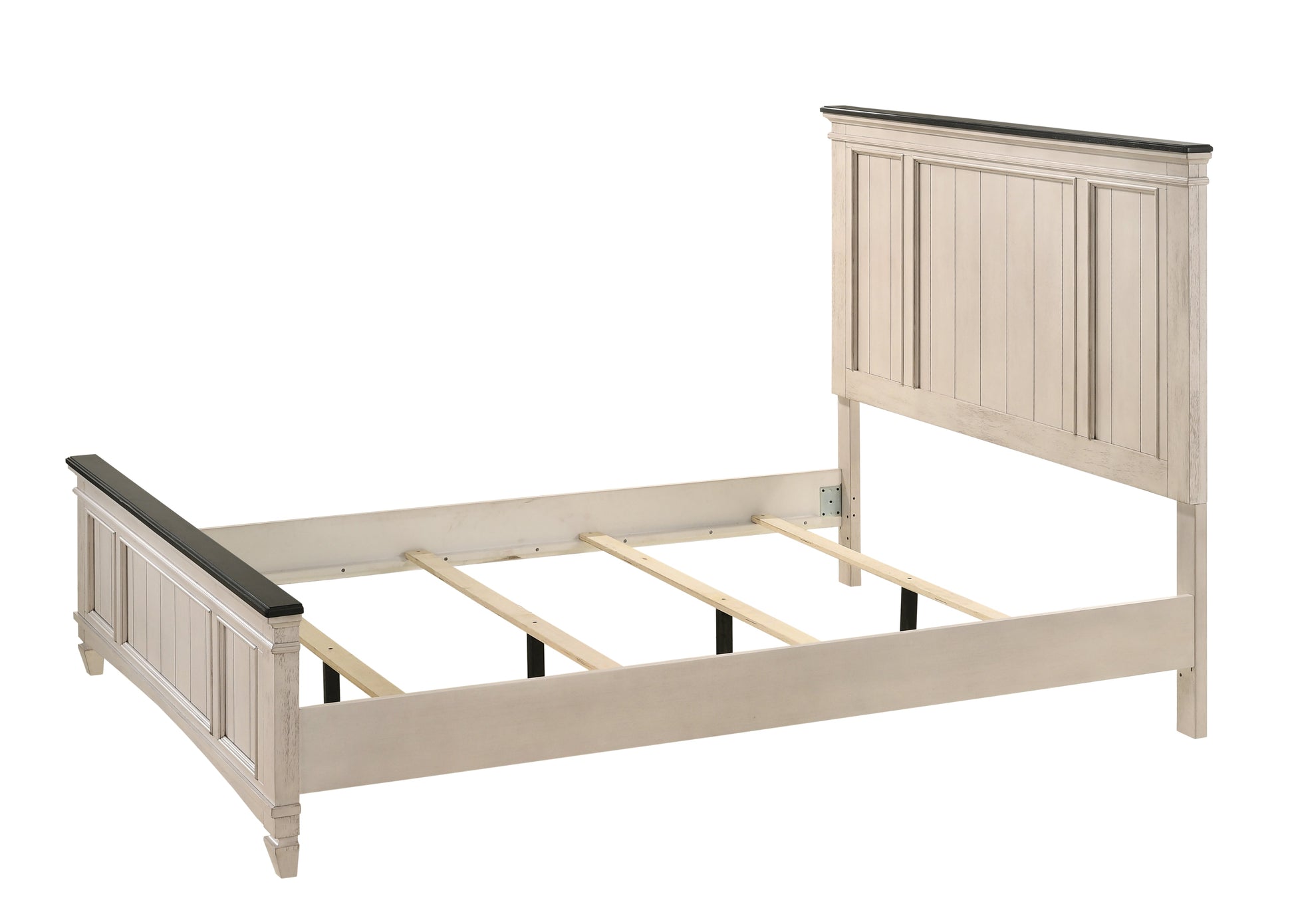 Sawyer Antique White/Brown Queen Panel Bed - SET | B9100-Q-HBFB | B9100-KQ-RAIL - Luna Furniture - Dallas Store