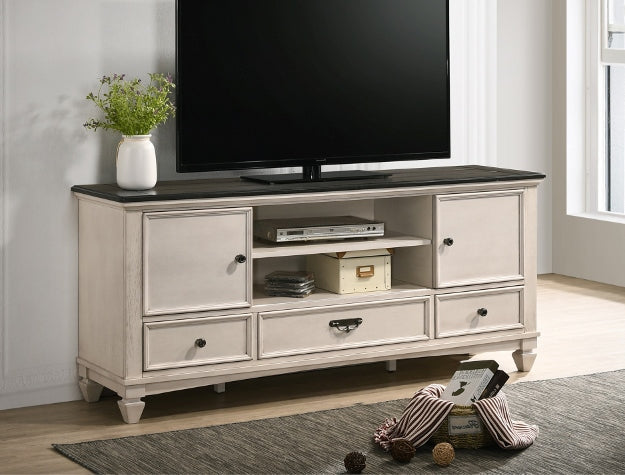 Saywer Antique 68" White/Brown TV Stand - B9100-7 - Luna Furniture - Dallas Store