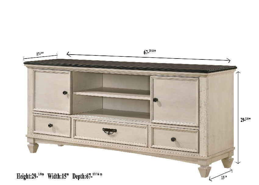 Saywer Antique 68" White/Brown TV Stand - B9100-7 - Luna Furniture - Dallas Store