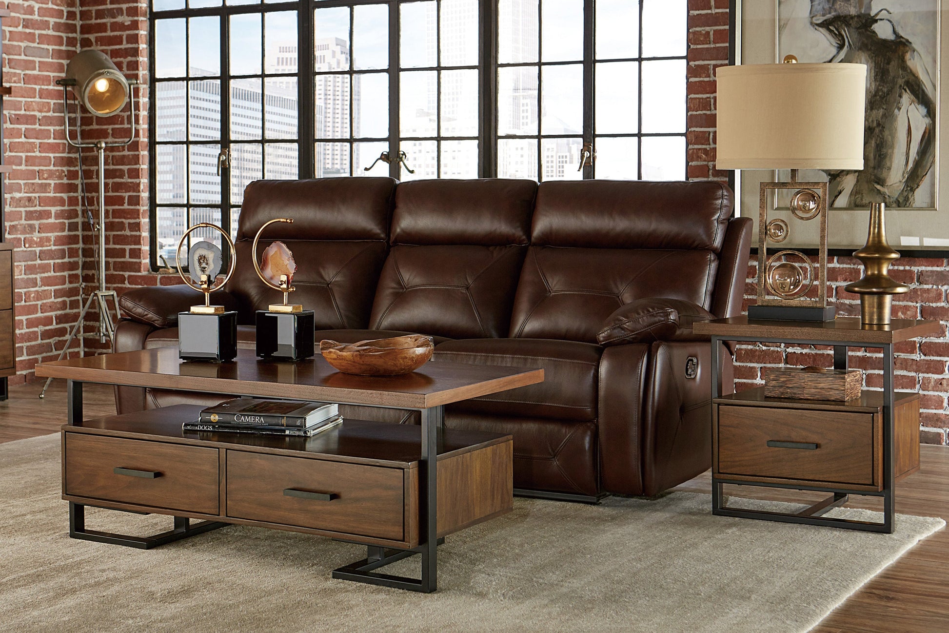 Sedley Walnut/Rustic Black End Table - 5415RF-04 - Luna Furniture - Dallas Store