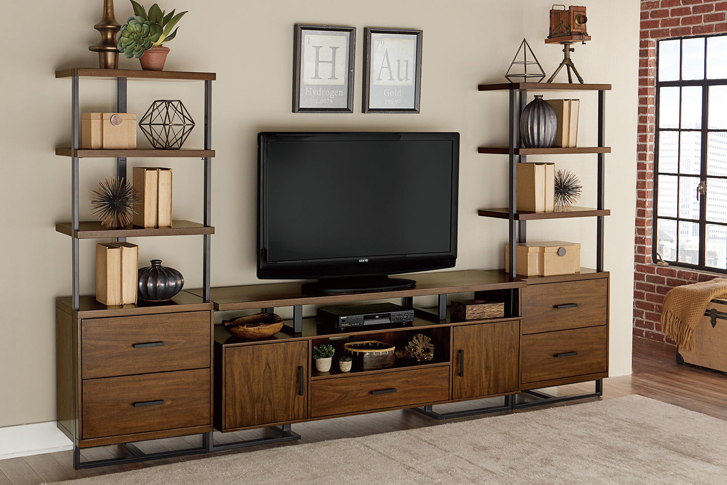 Sedley Walnut/Rustic Black TV Stand - 54150RF-68T - Luna Furniture - Dallas Store