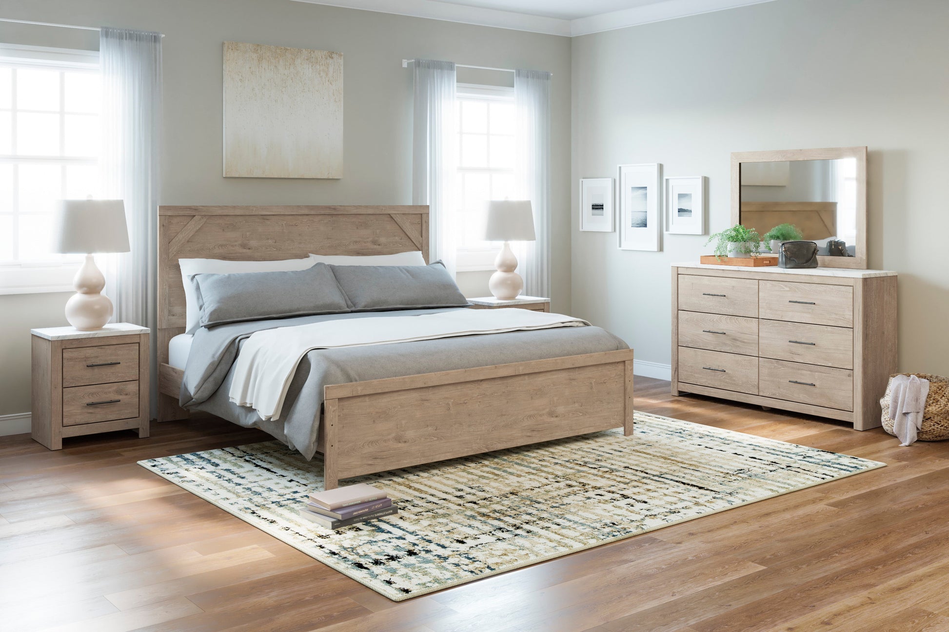 Senniberg Light Brown/White Panel Bedroom Set - SET | B1191-72 | B1191-97 | B1191-31 | B1191-36 | B1191-92 | B1191-44 - Luna Furniture - Dallas Store