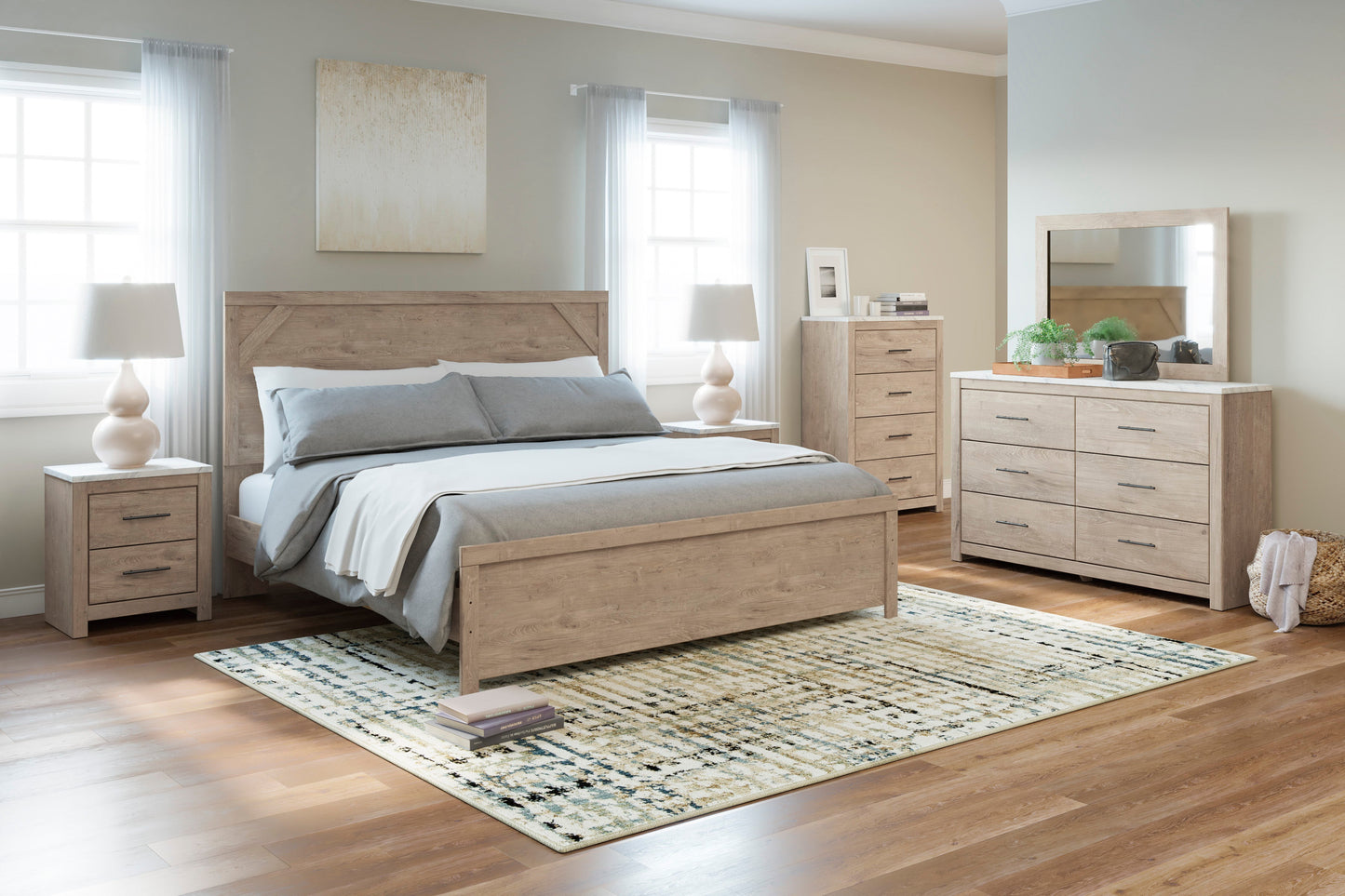 Senniberg Light Brown/White Panel Bedroom Set - SET | B1191-72 | B1191-97 | B1191-31 | B1191-36 | B1191-92 | B1191-44 - Luna Furniture - Dallas Store
