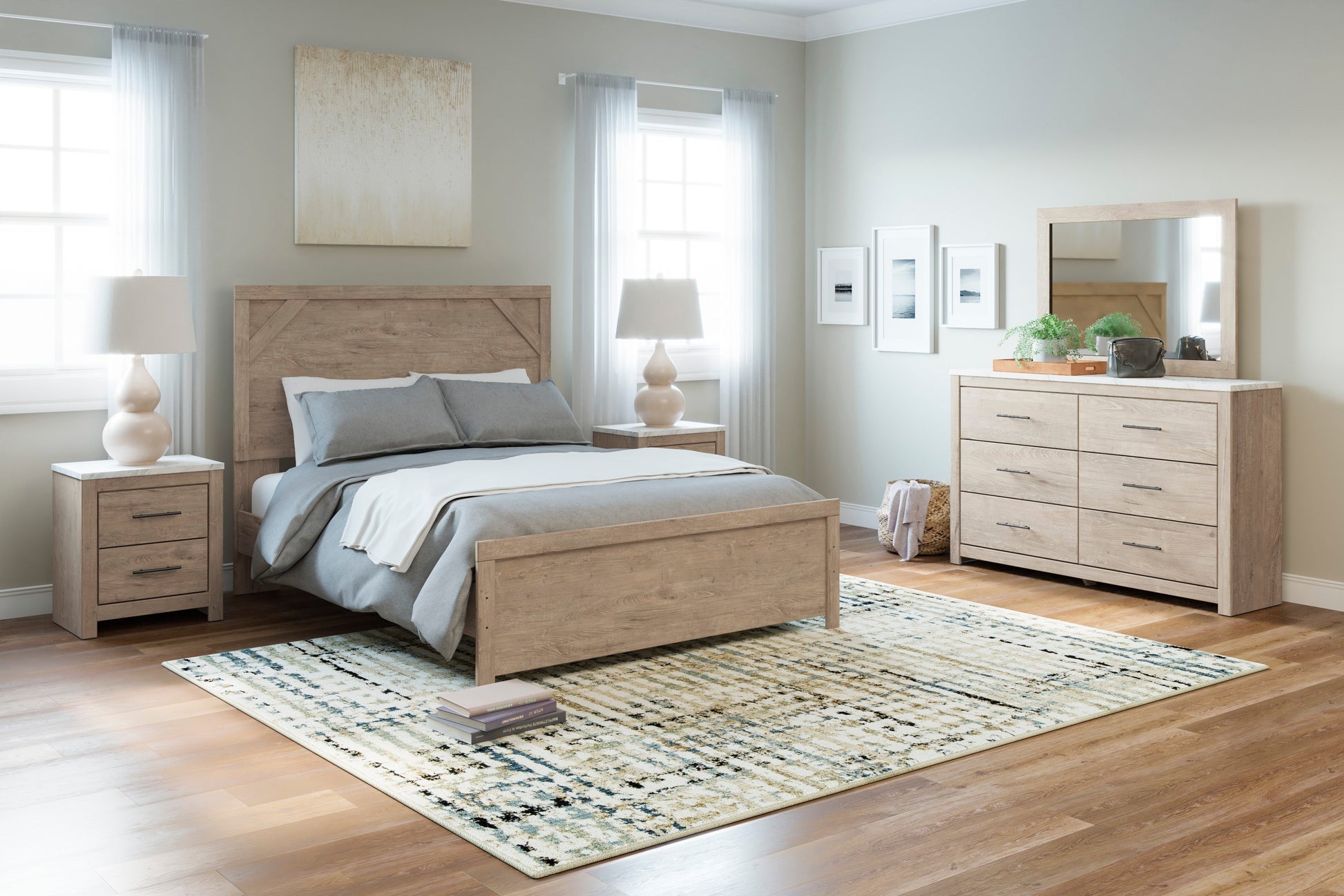 Senniberg Light Brown/White Panel Bedroom Set - SET | B1191-72 | B1191-97 | B1191-31 | B1191-36 | B1191-92 | B1191-44 - Luna Furniture - Dallas Store