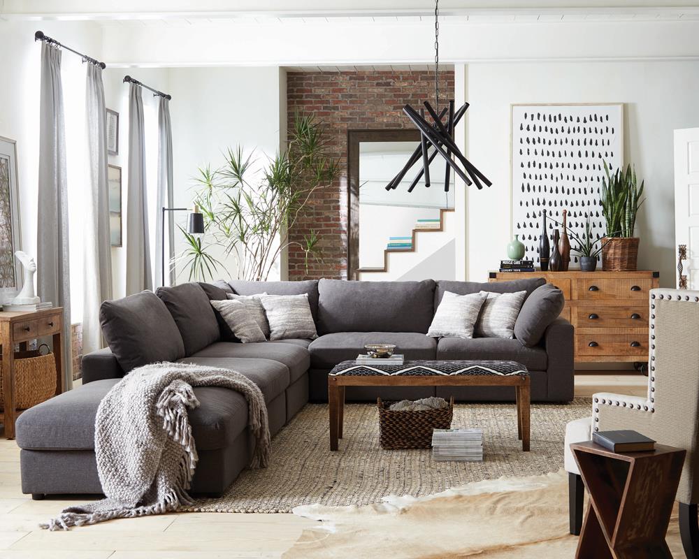 Serene Upholstered Rectangular Ottoman Charcoal - 551326 - Luna Furniture - Dallas Store