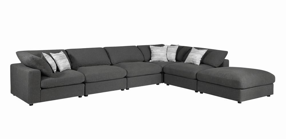 Serene Upholstered Rectangular Ottoman Charcoal - 551326 - Luna Furniture - Dallas Store