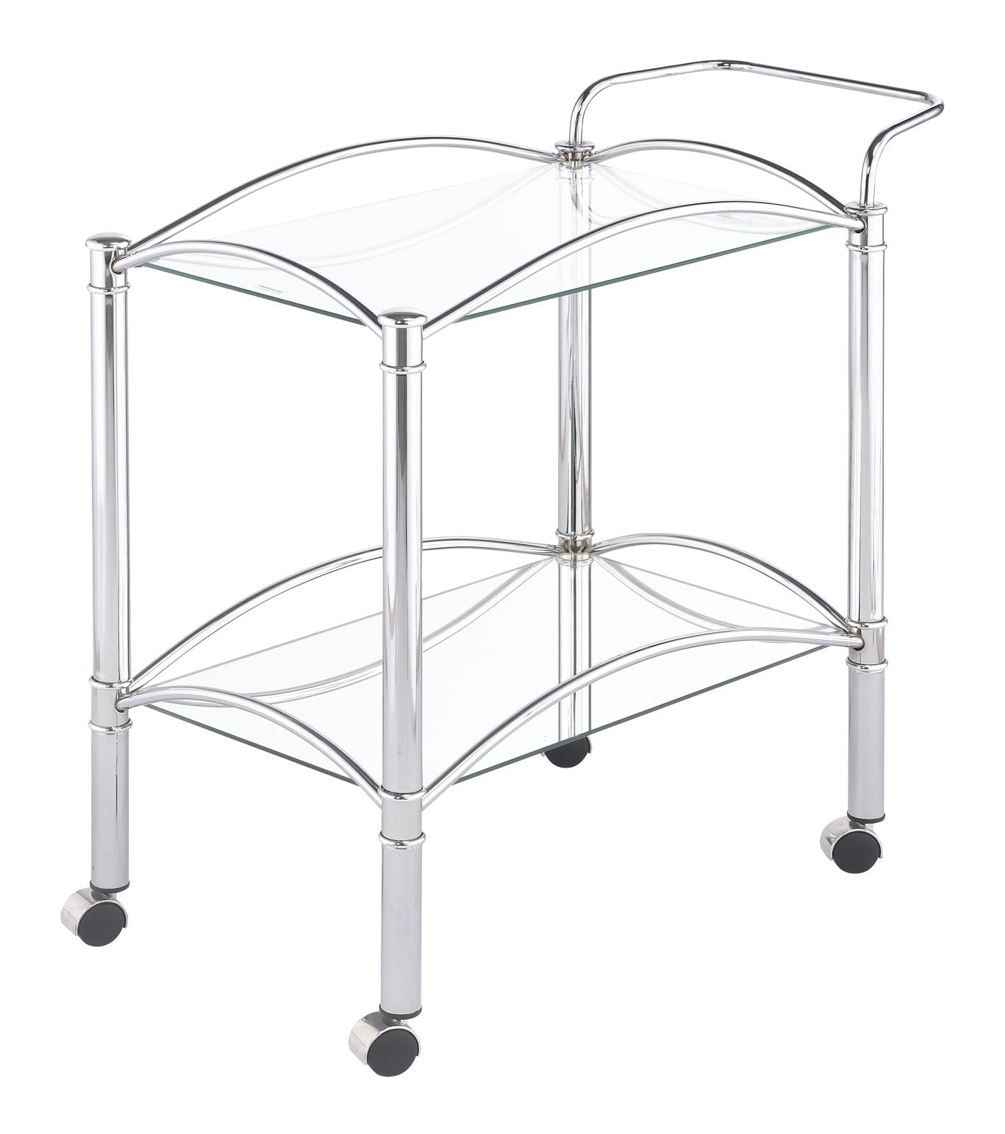 Shadix Chrome/Clear 2-Tier Serving Cart with Glass Top - 910077 - Luna Furniture - Dallas Store