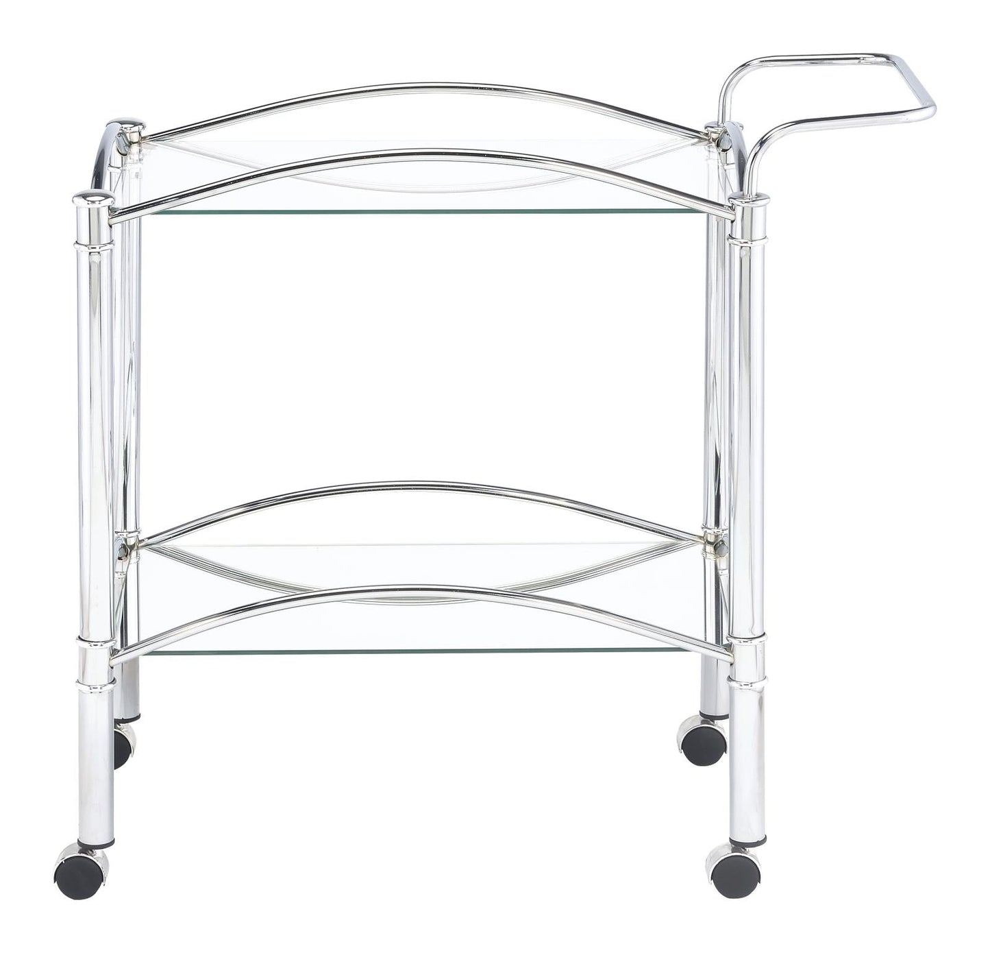 Shadix Chrome/Clear 2-Tier Serving Cart with Glass Top - 910077 - Luna Furniture - Dallas Store