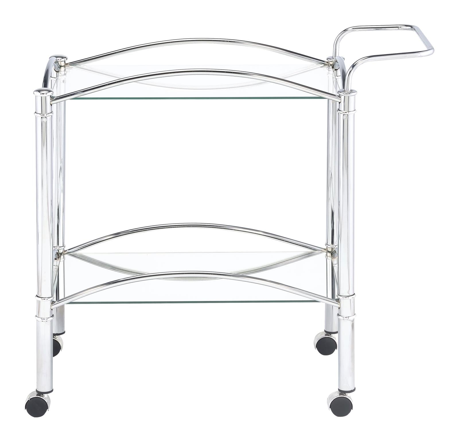 Shadix Chrome/Clear 2-Tier Serving Cart with Glass Top - 910077 - Luna Furniture - Dallas Store