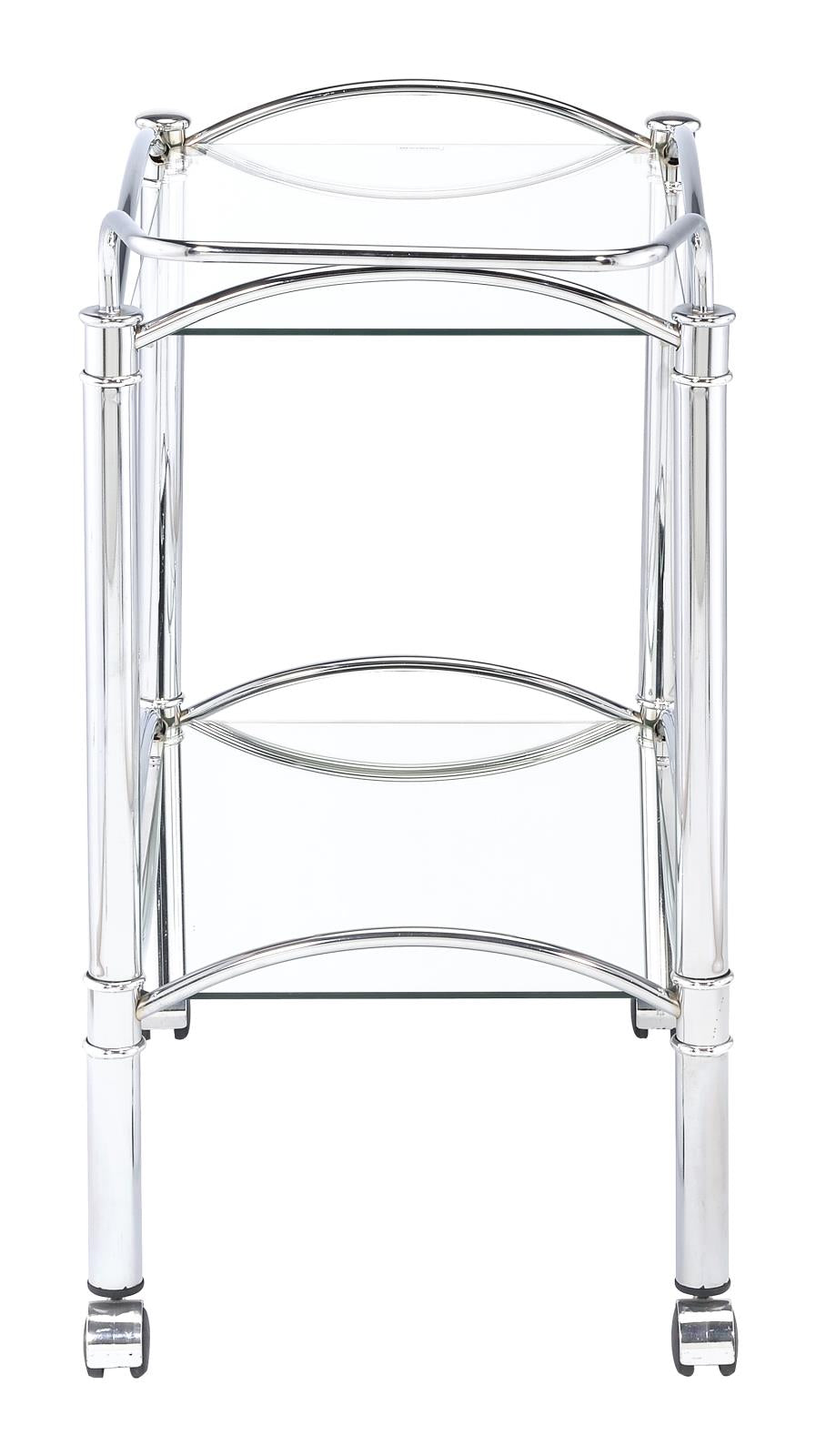 Shadix Chrome/Clear 2-Tier Serving Cart with Glass Top - 910077 - Luna Furniture - Dallas Store