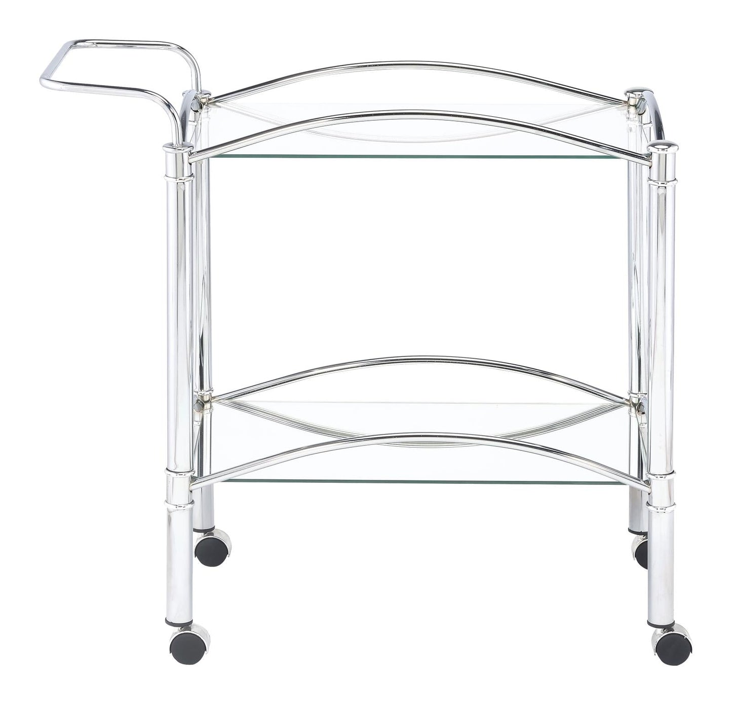 Shadix Chrome/Clear 2-Tier Serving Cart with Glass Top - 910077 - Luna Furniture - Dallas Store