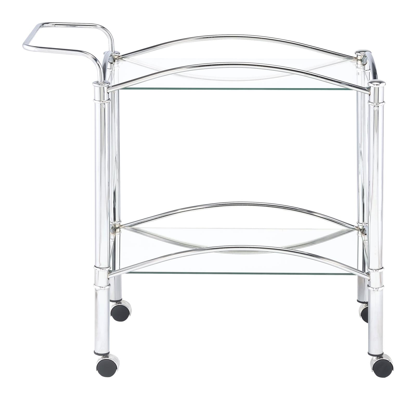Shadix Chrome/Clear 2-Tier Serving Cart with Glass Top - 910077 - Luna Furniture - Dallas Store
