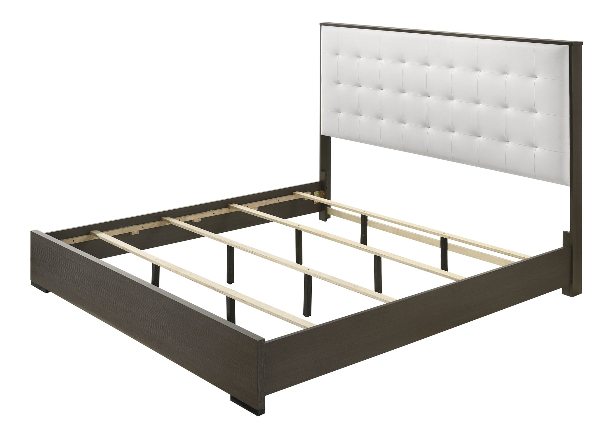 Sharpe Brown King Upholstered Panel Bed - SET | B4100-K-HB | B4100-K-FB | B4100-KQ-RAIL | - Luna Furniture - Dallas Store