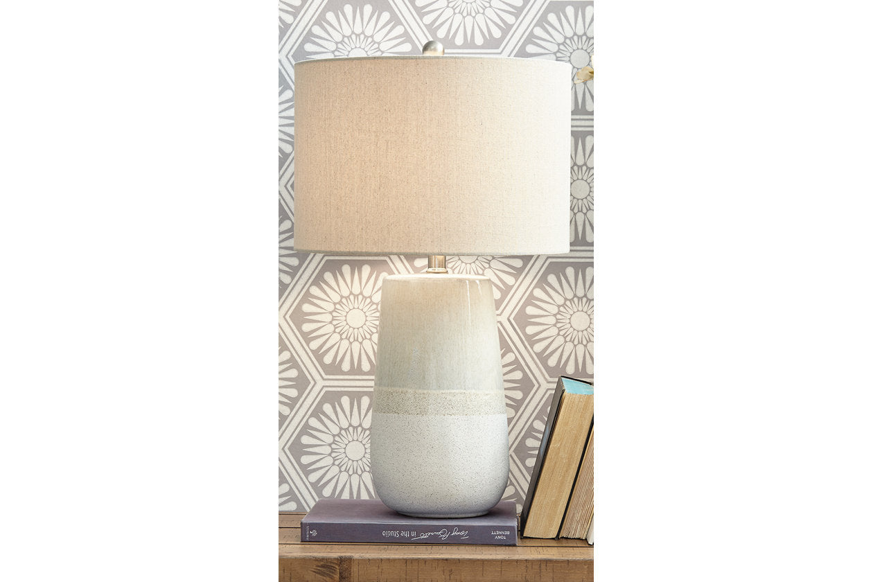 Shavon Beige/White Table Lamp - L100724 - Luna Furniture - Dallas Store