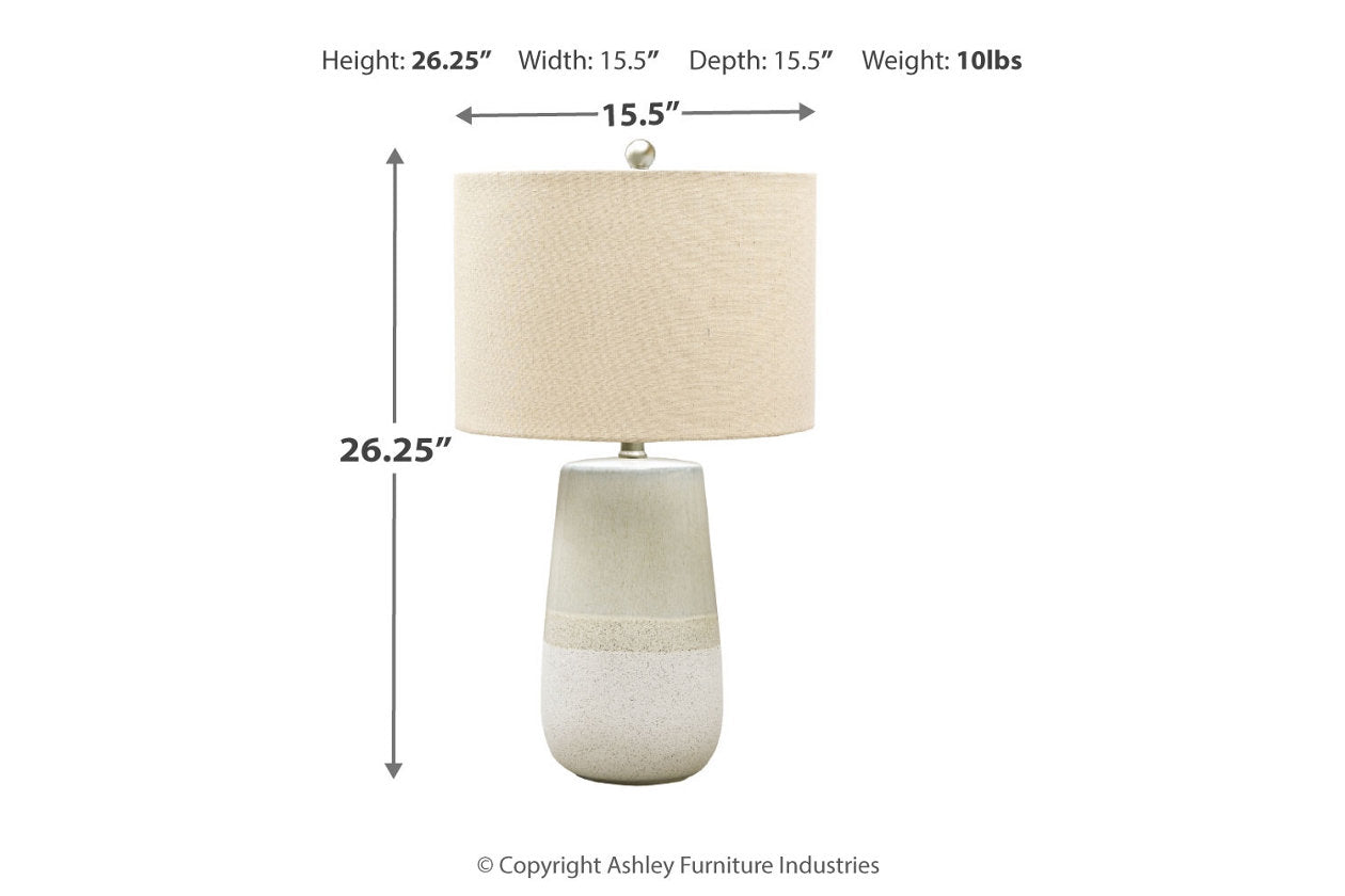 Shavon Beige/White Table Lamp - L100724 - Luna Furniture - Dallas Store