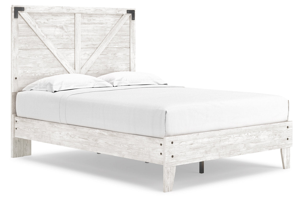 Shawburn White/Dark Charcoal Gray Full Crossbuck Panel Platform Bed - SET | EB4121-112 | EB4121-156 - Luna Furniture - Dallas Store