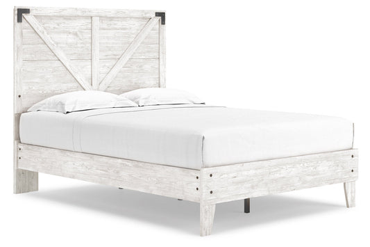 Shawburn White/Dark Charcoal Gray Full Crossbuck Panel Platform Bed - SET | EB4121-112 | EB4121-156 - Luna Furniture - Dallas Store