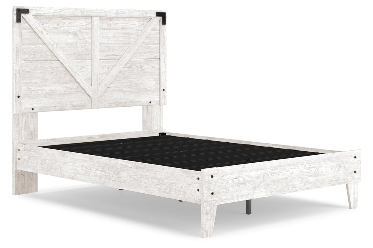 Shawburn White/Dark Charcoal Gray Full Crossbuck Panel Platform Bed - SET | EB4121-112 | EB4121-156 - Luna Furniture - Dallas Store