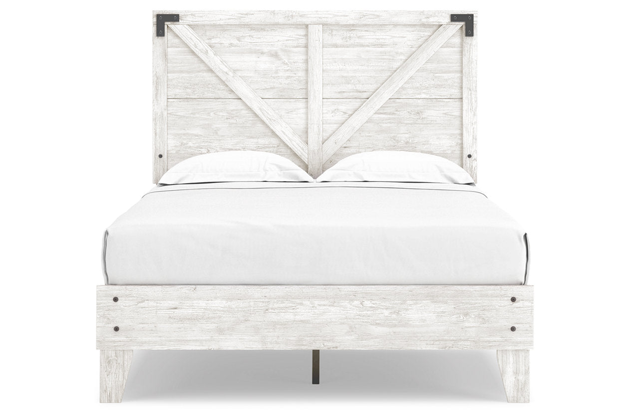 Shawburn White/Dark Charcoal Gray Full Crossbuck Panel Platform Bed - SET | EB4121-112 | EB4121-156 - Luna Furniture - Dallas Store