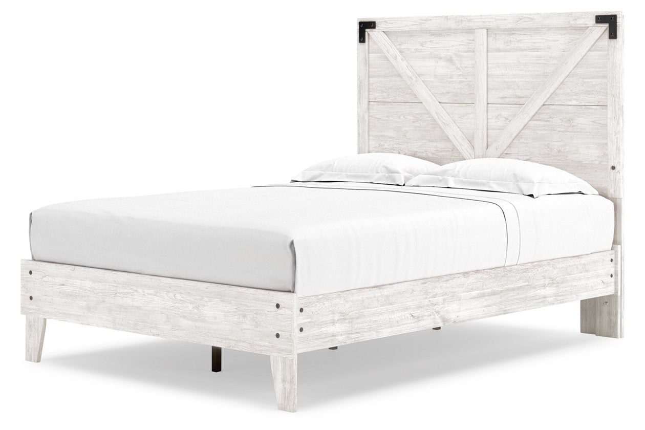 Shawburn White/Dark Charcoal Gray Full Crossbuck Panel Platform Bed - SET | EB4121-112 | EB4121-156 - Luna Furniture - Dallas Store
