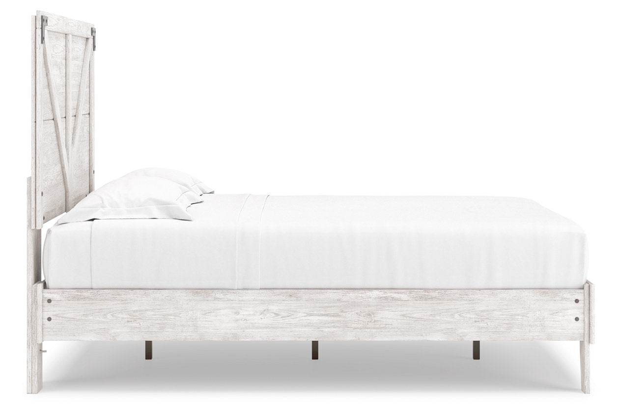Shawburn White/Dark Charcoal Gray Full Crossbuck Panel Platform Bed - SET | EB4121-112 | EB4121-156 - Luna Furniture - Dallas Store