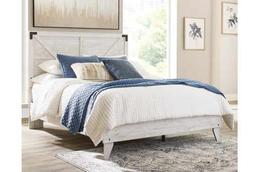 Shawburn White/Dark Charcoal Gray Queen Crossbuck Panel Platform Bed - SET | EB4121-113 | EB4121-157 - Luna Furniture - Dallas Store