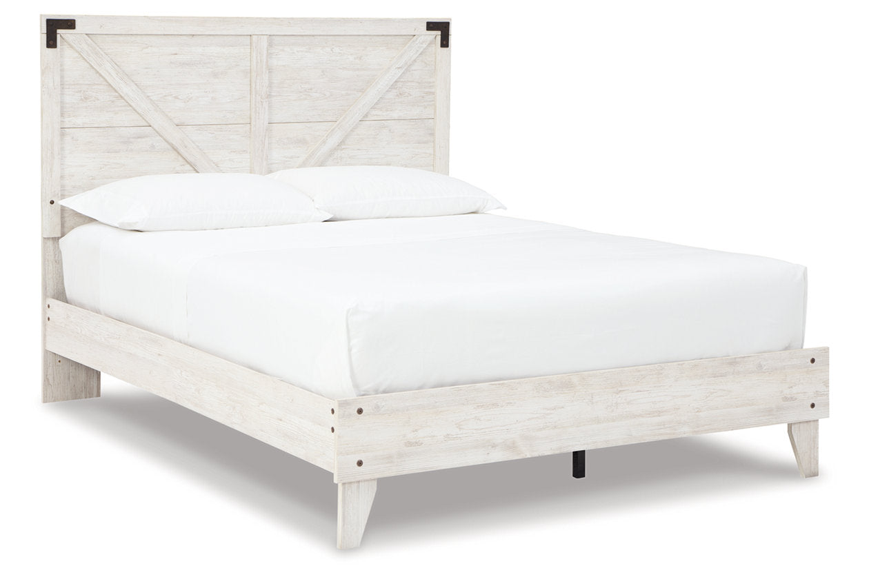 Shawburn White/Dark Charcoal Gray Queen Crossbuck Panel Platform Bed - SET | EB4121-113 | EB4121-157 - Luna Furniture - Dallas Store