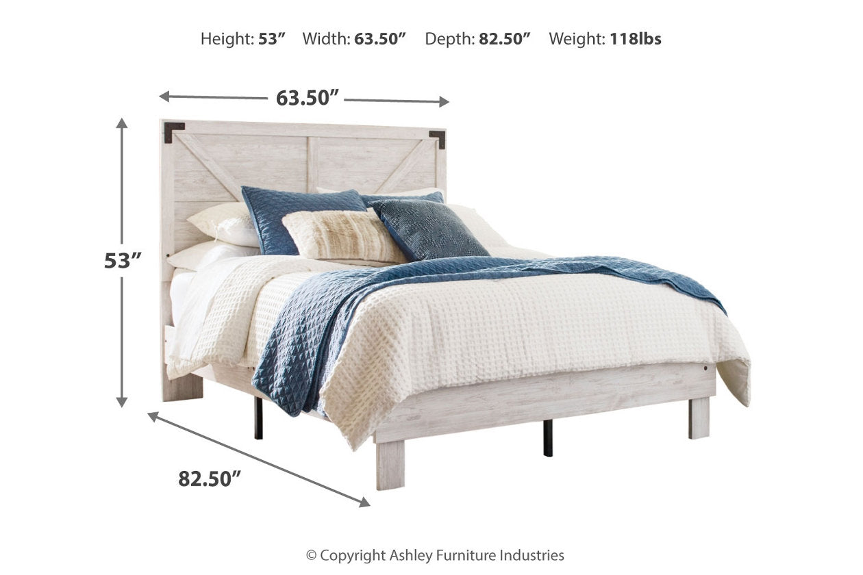 Shawburn White/Dark Charcoal Gray Queen Crossbuck Panel Platform Bed - SET | EB4121-113 | EB4121-157 - Luna Furniture - Dallas Store