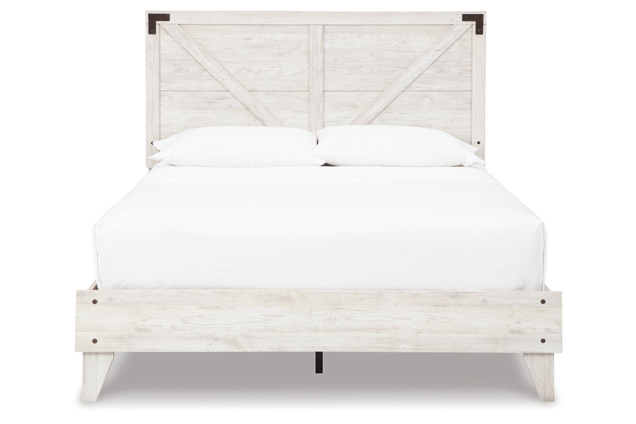 Shawburn White/Dark Charcoal Gray Queen Crossbuck Panel Platform Bed - SET | EB4121-113 | EB4121-157 - Luna Furniture - Dallas Store