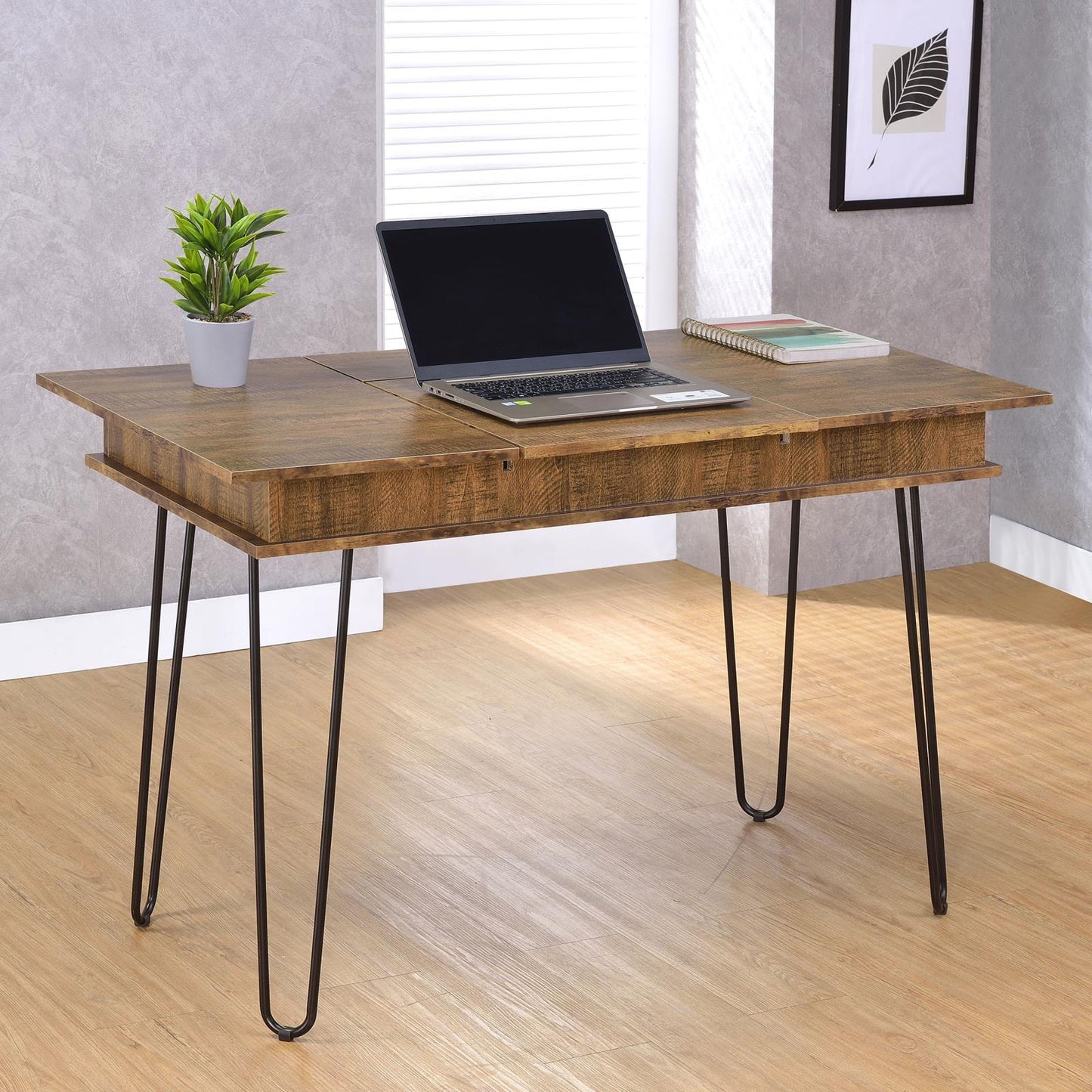 Sheeran Rustic Amber Writing Desk with 4 Hidden Storages - 802011 - Luna Furniture - Dallas Store