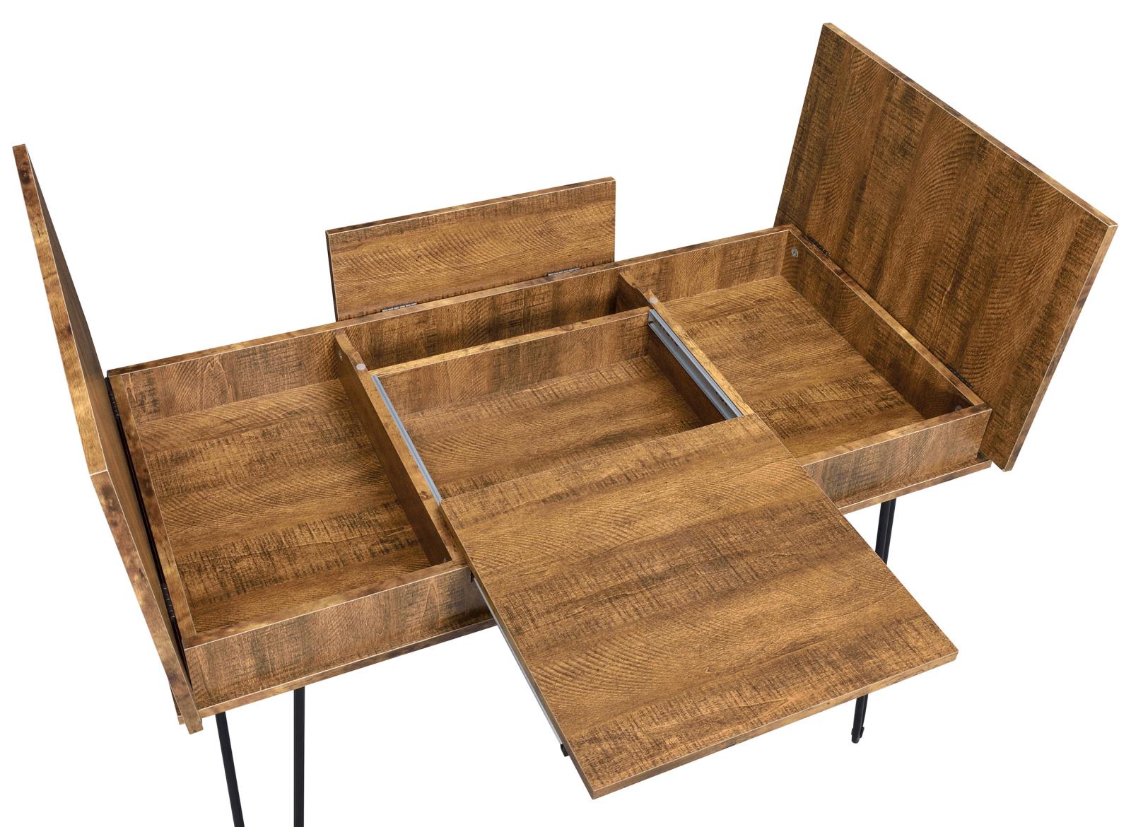 Sheeran Rustic Amber Writing Desk with 4 Hidden Storages - 802011 - Luna Furniture - Dallas Store