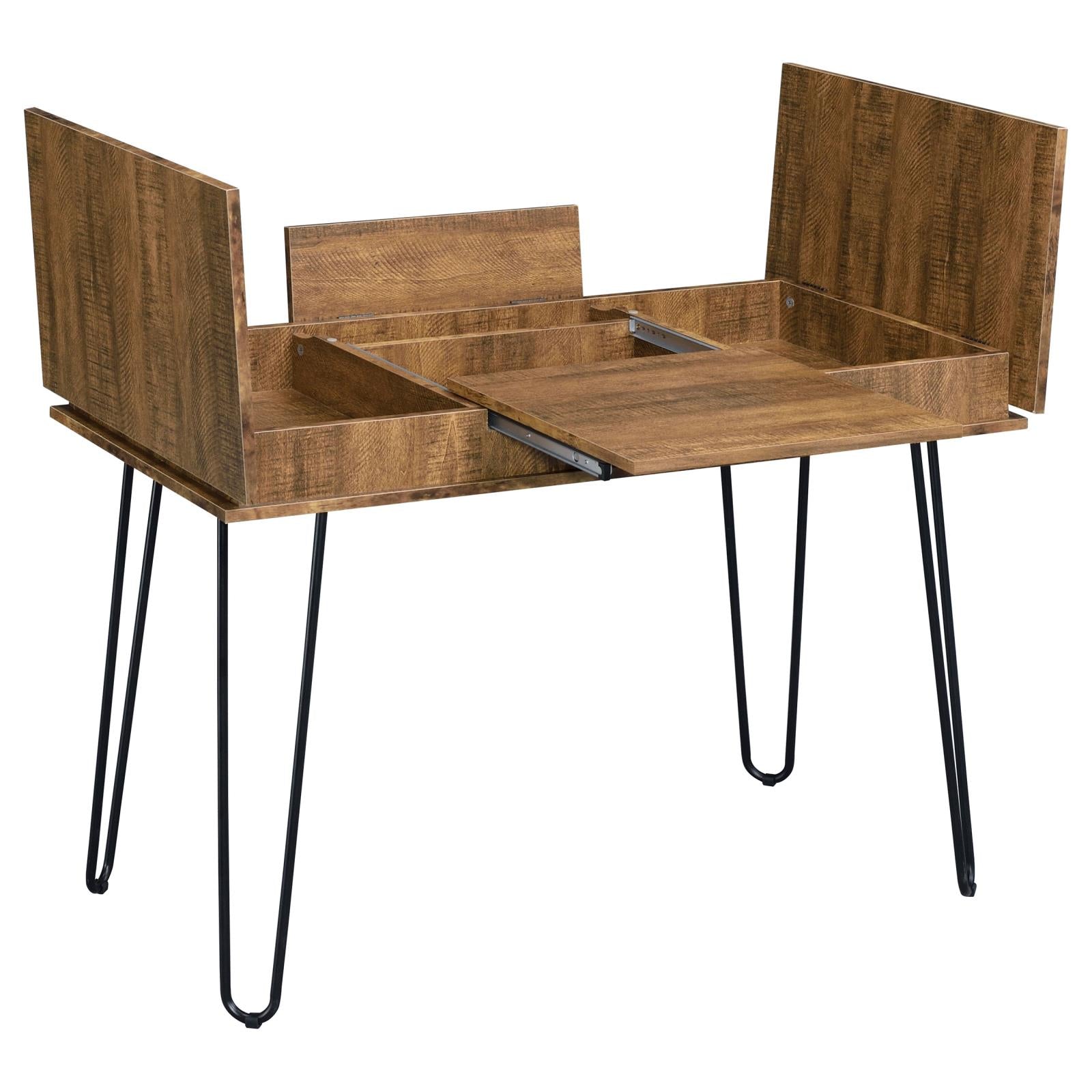 Sheeran Rustic Amber Writing Desk with 4 Hidden Storages - 802011 - Luna Furniture - Dallas Store