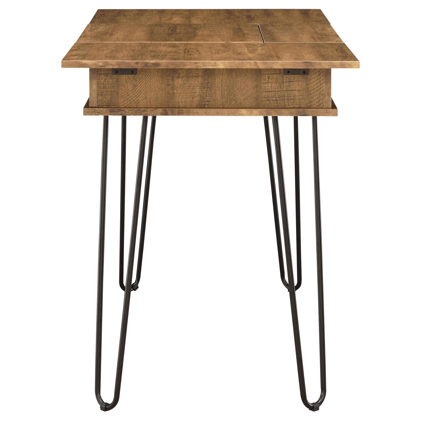 Sheeran Rustic Amber Writing Desk with 4 Hidden Storages - 802011 - Luna Furniture - Dallas Store
