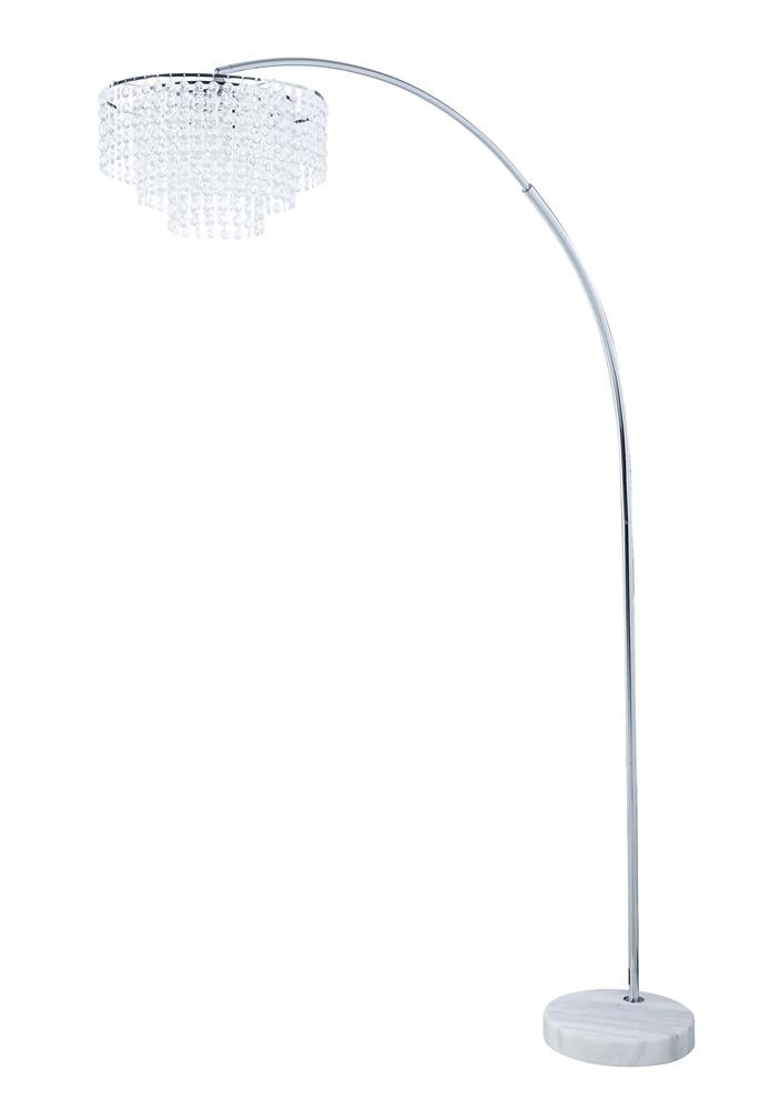 Shirley Marble Base Floor Lamp Chrome/Crystal - 920065 - Luna Furniture - Dallas Store