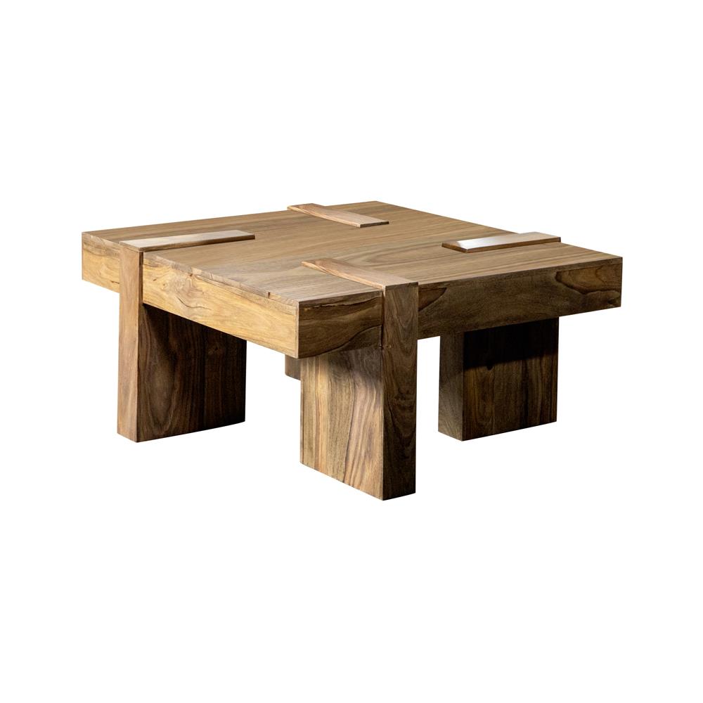 Skeet Natural Sheesham Wooden Square Coffee Table - 724138 - Luna Furniture - Dallas Store