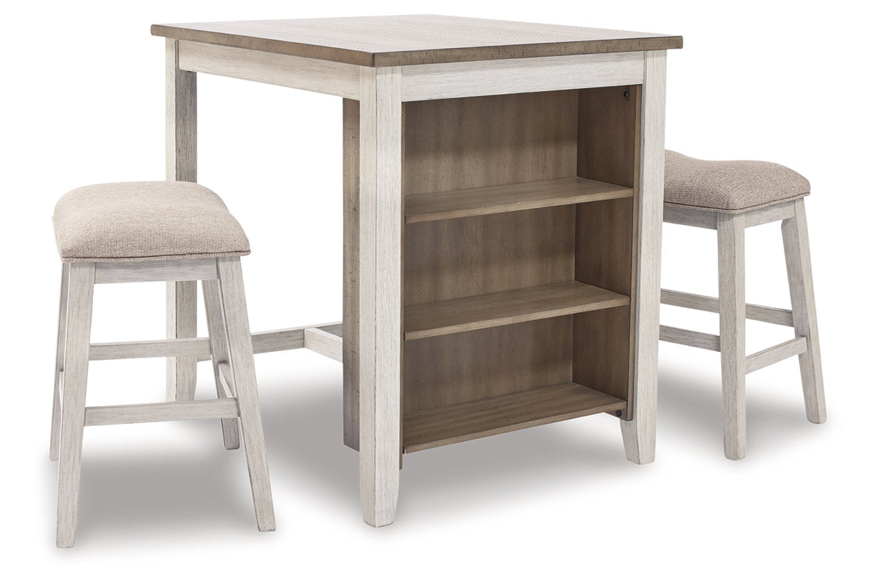 Skempton White/Light 3-Piece Brown Counter Height Set - D394-113 - Luna Furniture - Dallas Store