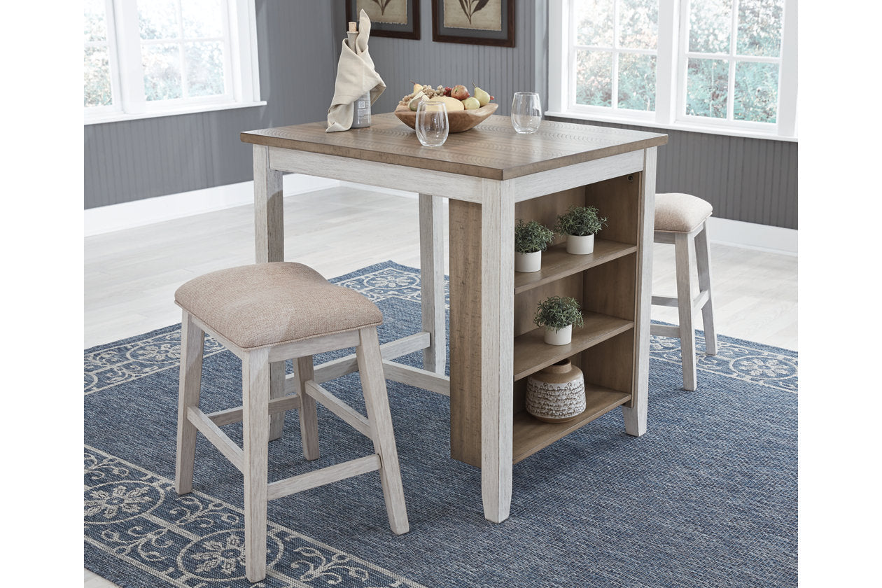 Skempton White/Light 3-Piece Brown Counter Height Set - D394-113 - Luna Furniture - Dallas Store