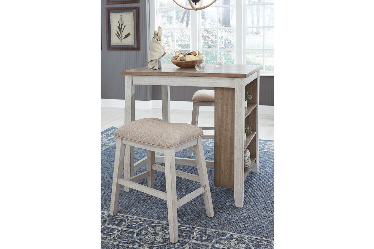 Skempton White/Light 3-Piece Brown Counter Height Set - D394-113 - Luna Furniture - Dallas Store